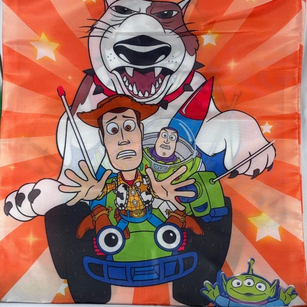 Toy Story Drawstring Backpack Woody Buzz‎ Alien Rocket Dog Orange Sunburst